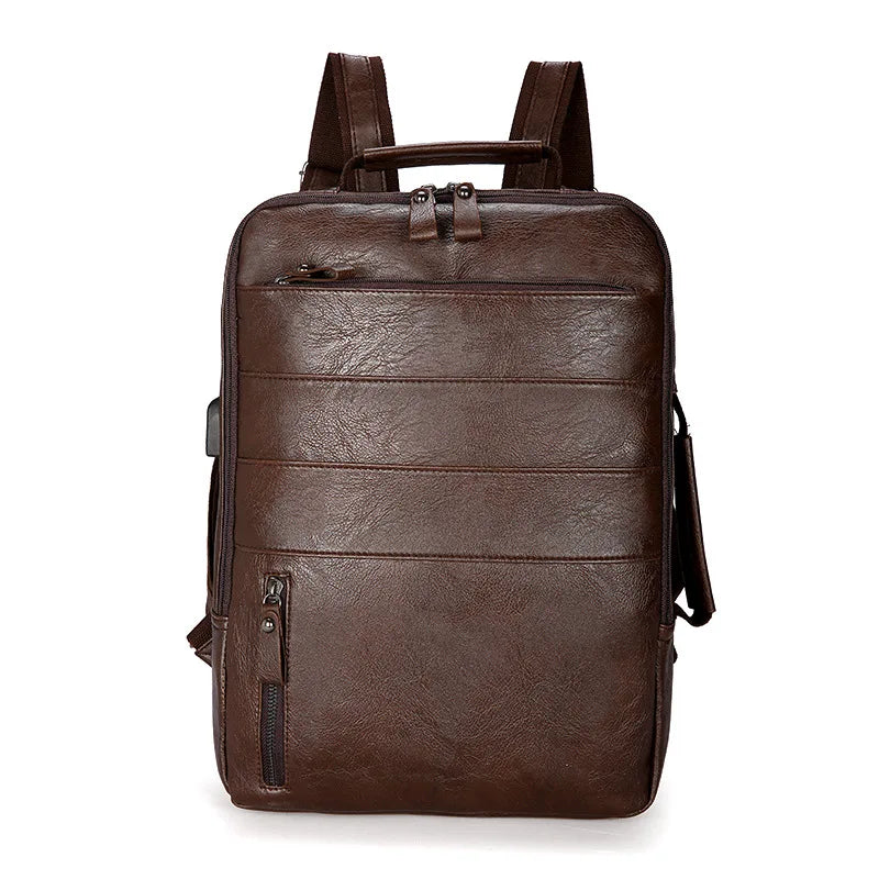 Travel Leisure PU Leather Backpacks for School Women Men
