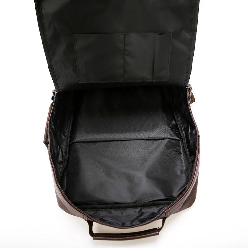 Travel Leisure PU Leather Backpacks for School Women Men