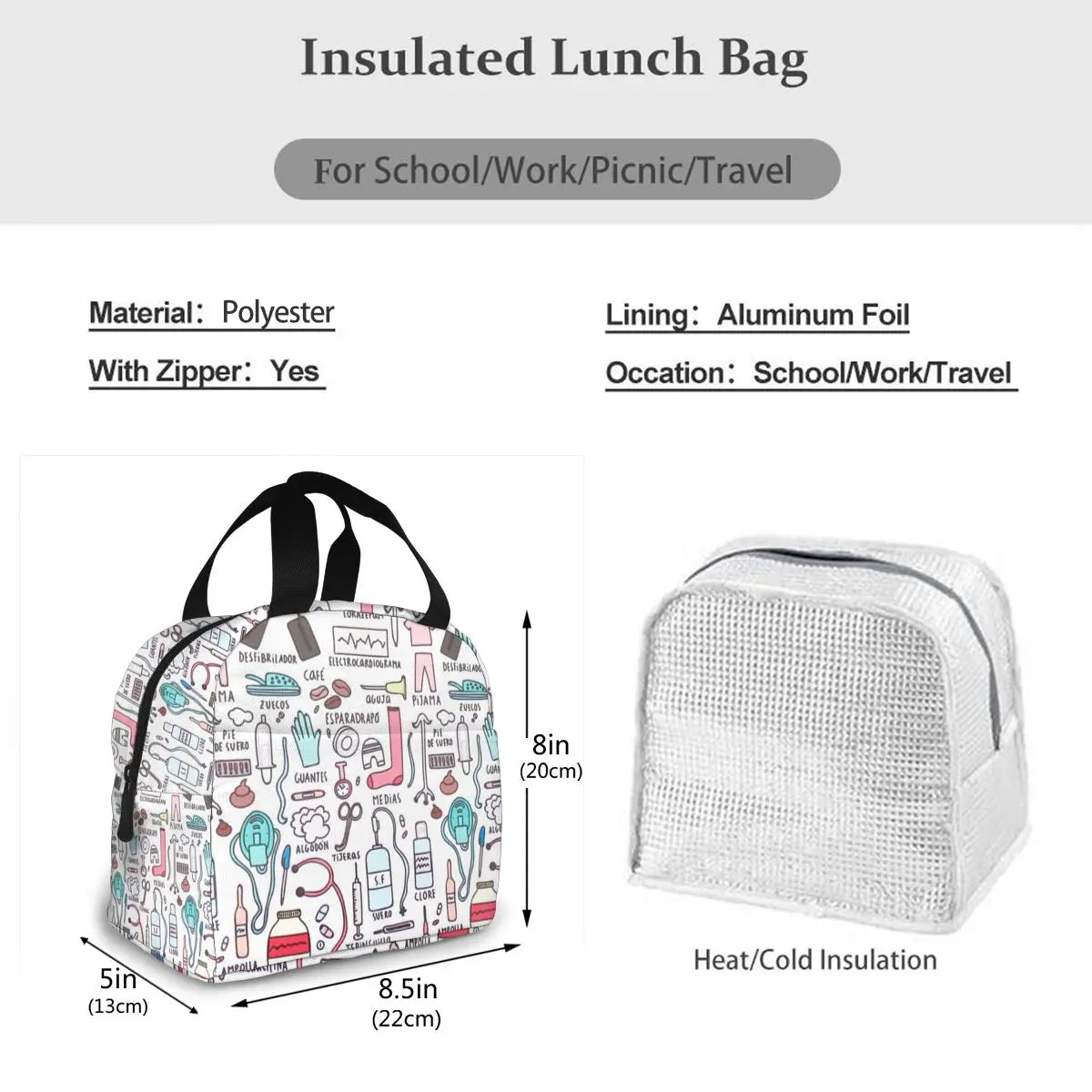 Insulated Lunch Bag for Travel Nurses