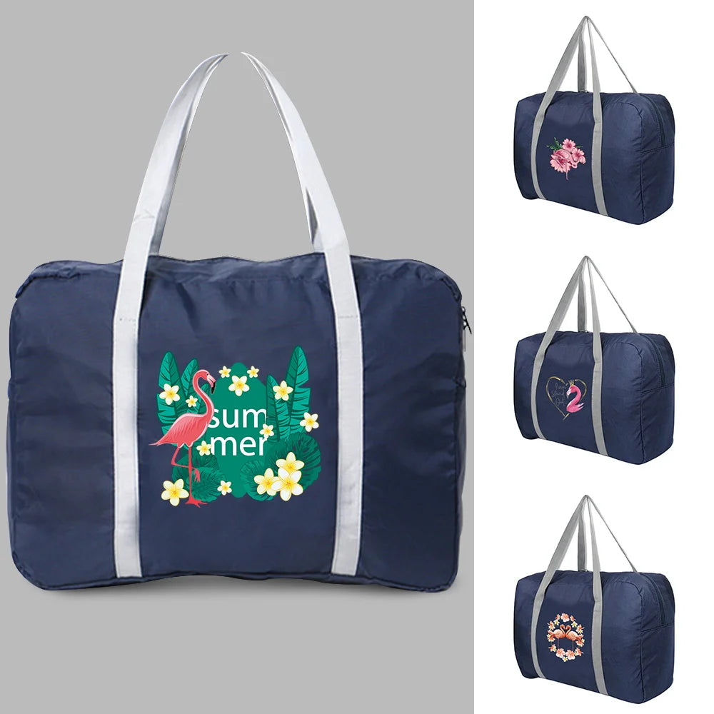 Travel Organizer Women Camping Luggage Bags Feather Print Handbag