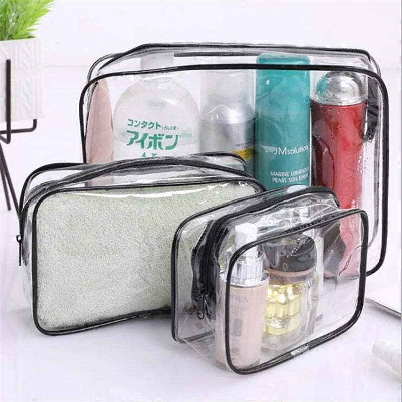 Transparent Travel PVC Cosmetic Bag Clear Zipper Makeup Organizer