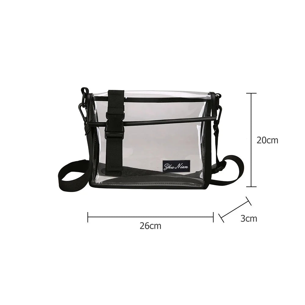 Travel PVC Shoulder Bag Women Flap Zipper Transparent Crossbody Messenger