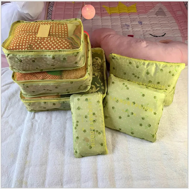 6pcs Waterproof Travel Packing Cubes Clothing Organize Bag Set