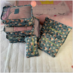 6pcs Waterproof Travel Packing Cubes Clothing Organize Bag Set