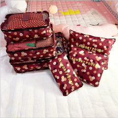 6pcs Waterproof Travel Packing Cubes Clothing Organize Bag Set