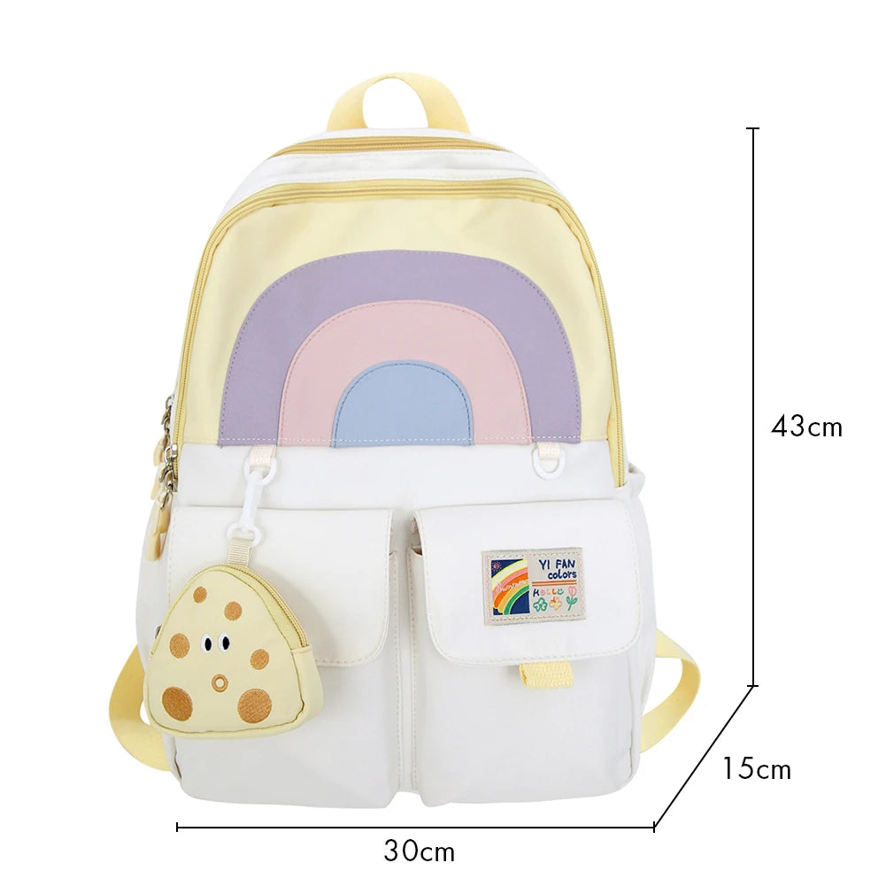 Travel Rucksack Student Bookbag with Pendant Large Capacity Backpack