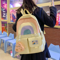 Travel Rucksack Student Bookbag with Pendant Large Capacity Backpack