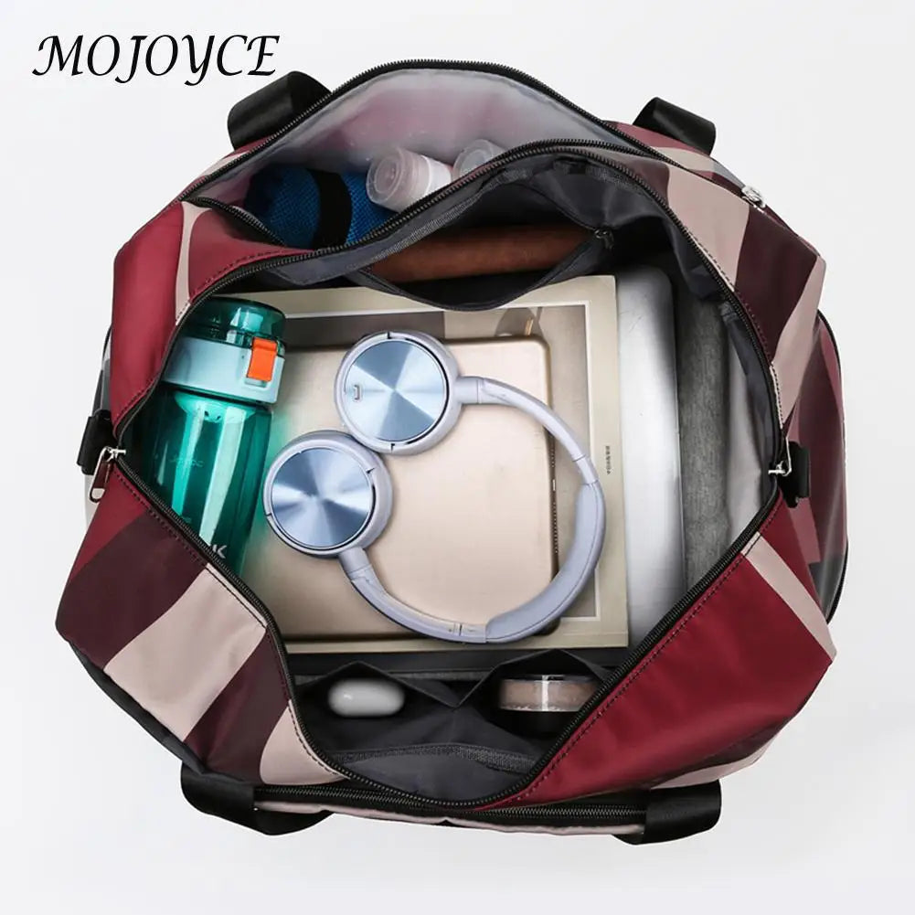 Plaid Shoulder Gym Bag for Men Women Fitness Training Waterproof Oxford