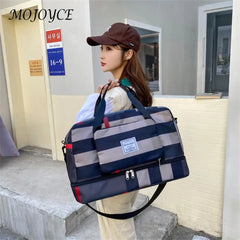 Plaid Shoulder Gym Bag for Men Women Fitness Training Waterproof Oxford