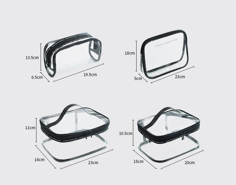 Travel Transparent Bag PVC Zipper Clear Makeup Beauty Case