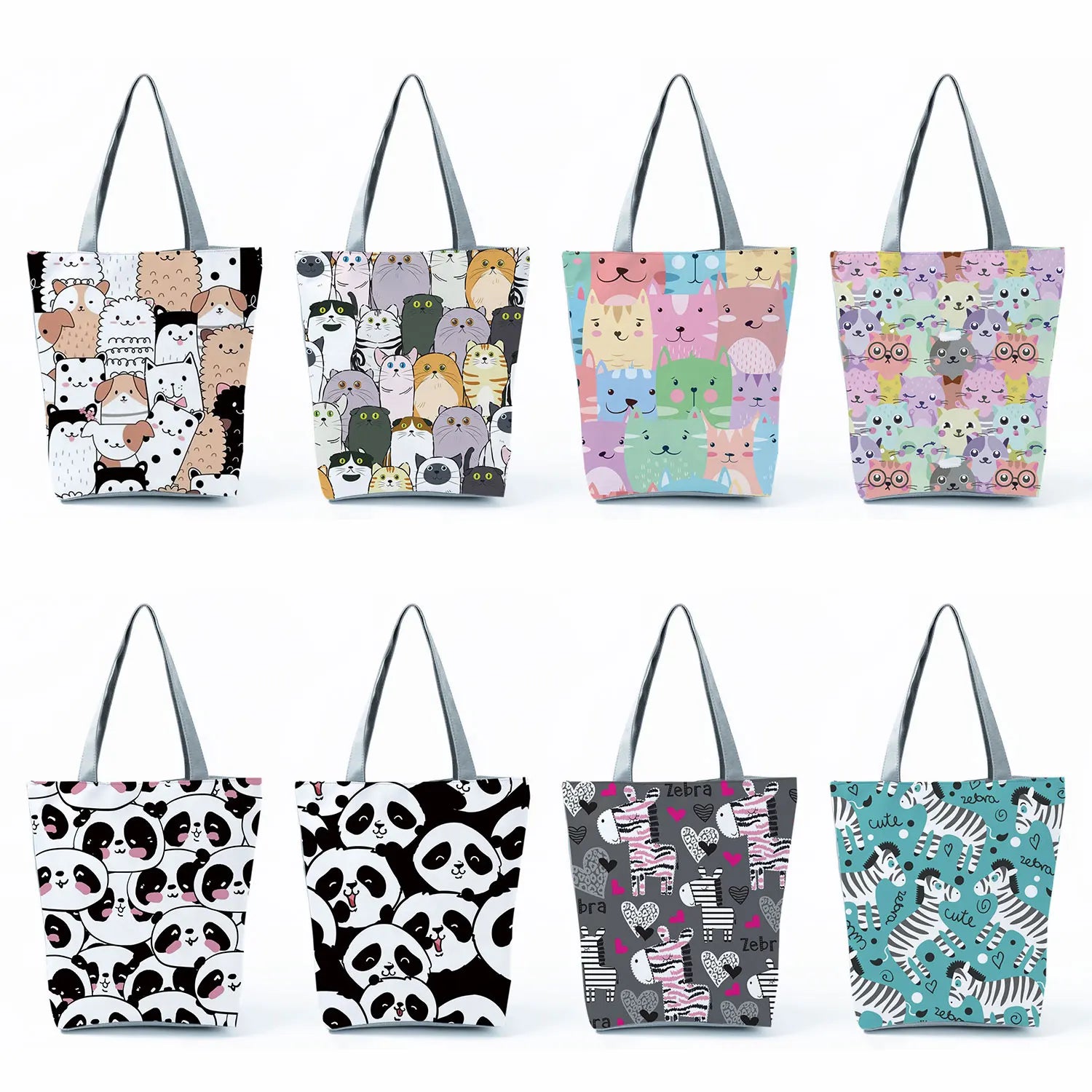 3D Women Foldable Tote Bag Cartoon Animal Funny Casual Reusable Shopping Bag