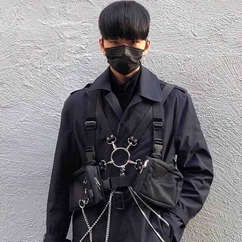 Punk Chest Bag Hip-Hop Tactical Waist Pack Unisex Outdoor Vest Bag