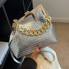 Solid Chain Shoulder Bag for Women Crossbody Party Handbag