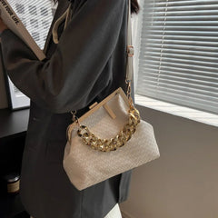 Solid Chain Shoulder Bag for Women Crossbody Party Handbag