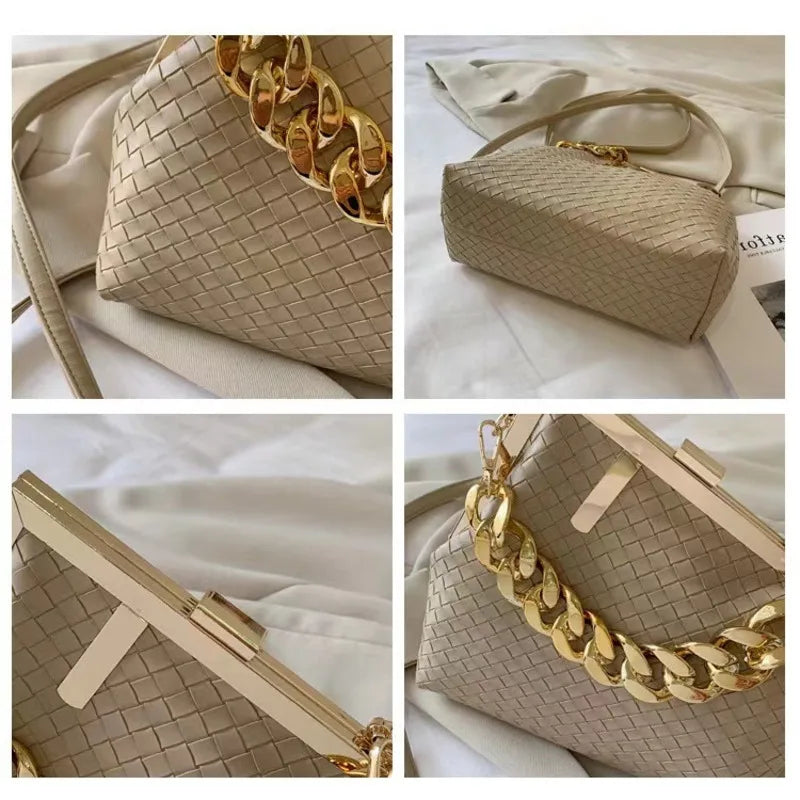 Solid Chain Shoulder Bag for Women Crossbody Party Handbag