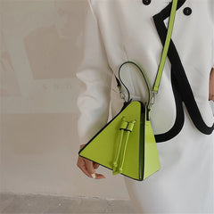 Small PU Leather Triangle Totes Bag for Women Lady