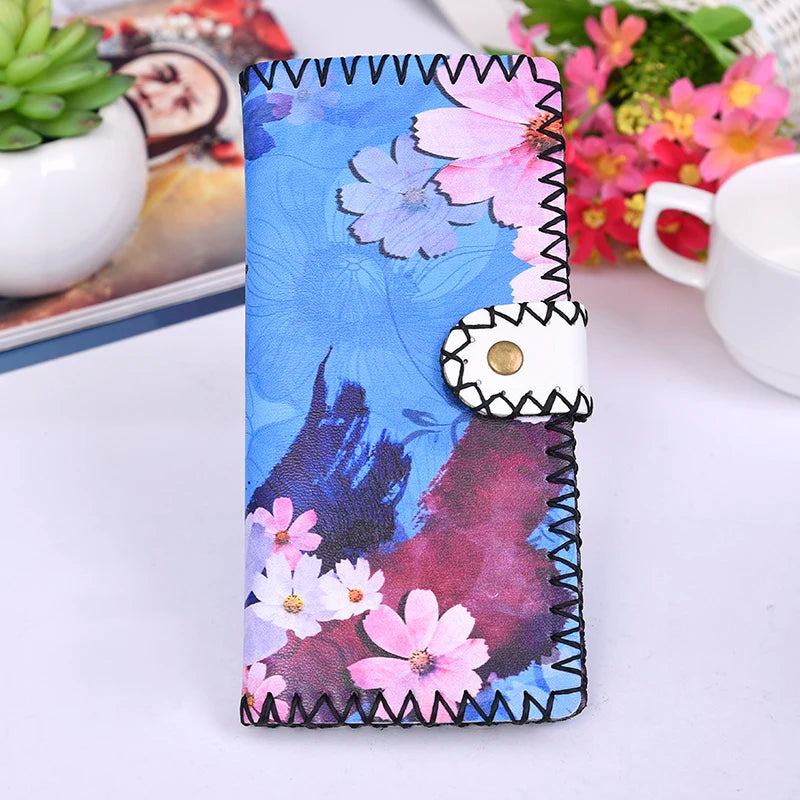 Ethnic Soft Leather Wallet Long Money Bag Purse Unisex