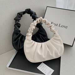 Summer Pleated Handlebags PU Cloud Bags Armpit Bag