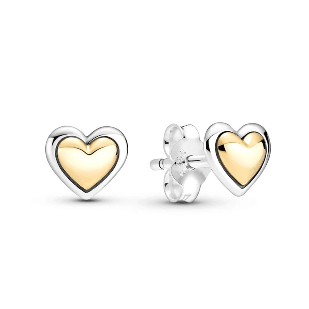 Golden Heart Stud Earrings Christmas Gift Women's Accessories