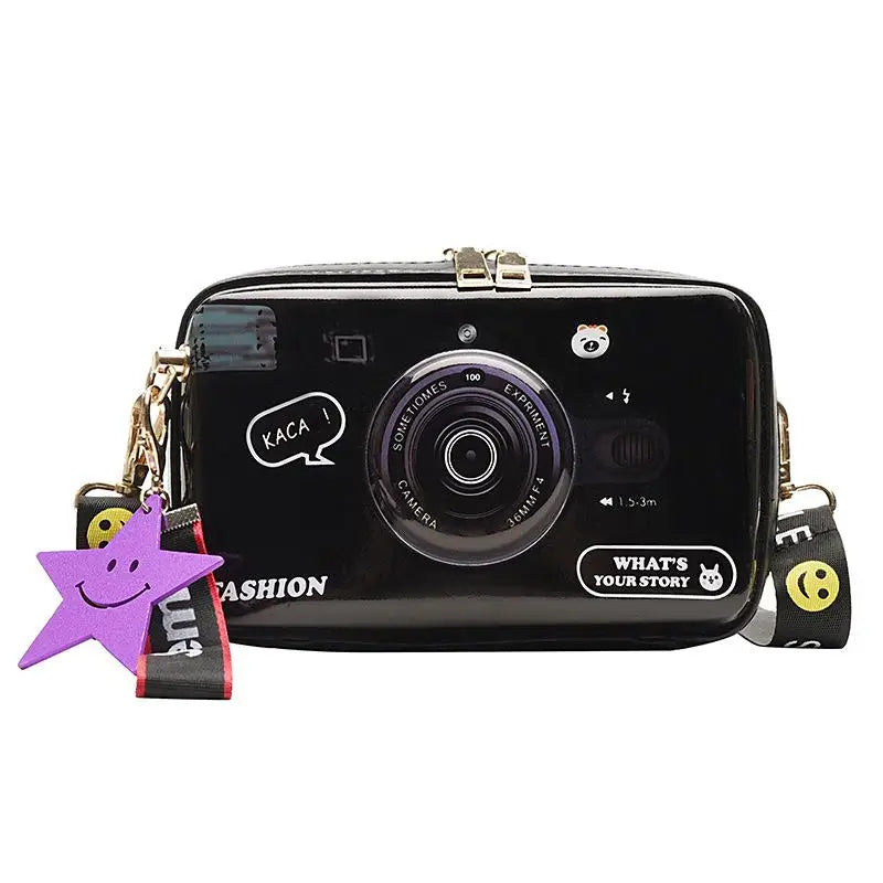 Cartoon Camera Print Crossbody Messenger Bag for Women