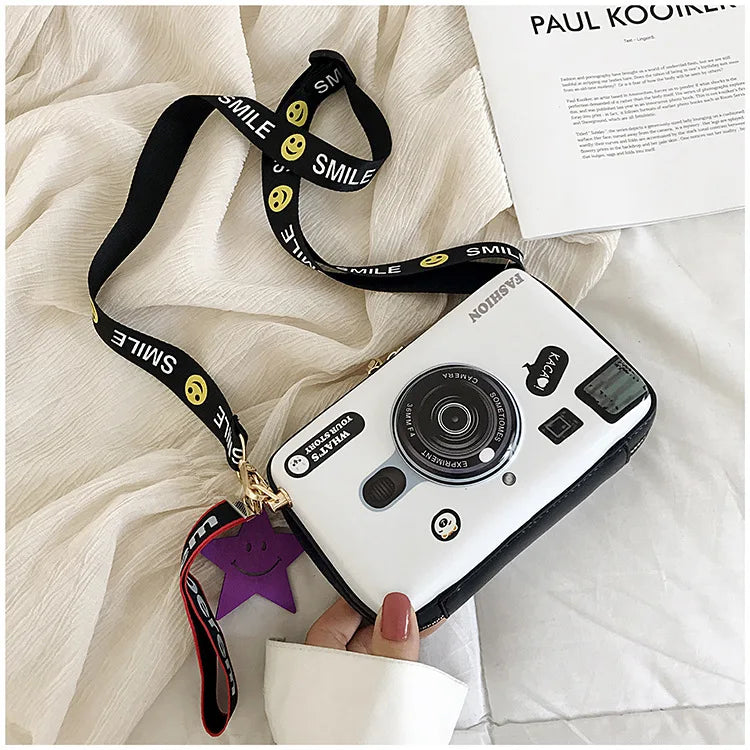 Cartoon Camera Print Crossbody Messenger Bag for Women