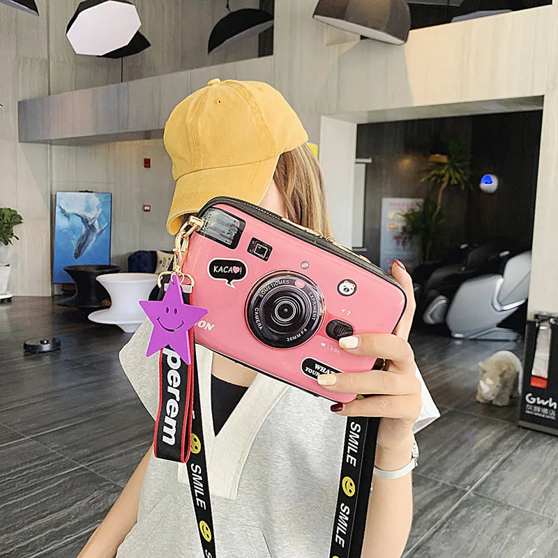 Cartoon Camera Print Crossbody Messenger Bag for Women