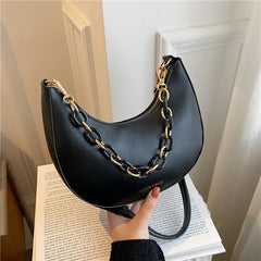 Chain Shoulder Bags For Women Solid Pu Leather Crossbody Bags Female Handbags An