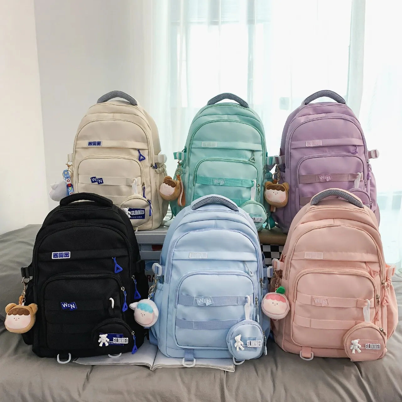 Girl Waterproof Travel Backpack Panelled Nylon Women Backpack