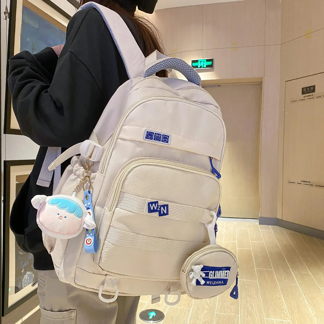 Girl Waterproof Travel Backpack Panelled Nylon Women Backpack