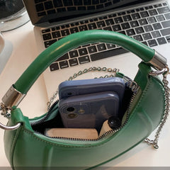 Half-moon Handbag PU Leather Shoulder Bag Lady Handle Bag and Purse