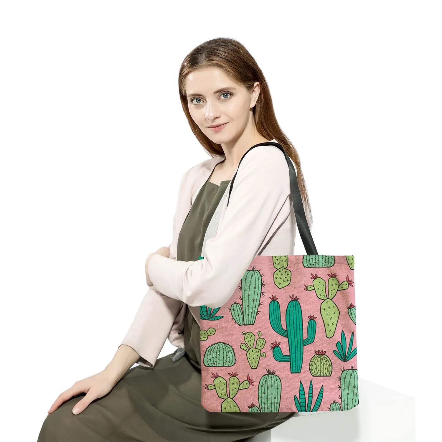 Cactus Print Shoulder Bag Large Capacity Tote