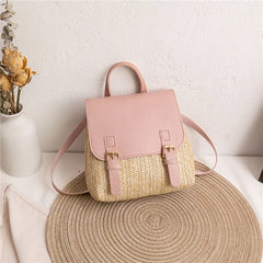 Retro Weave Handbag Women Niche Bag Small Rattan Woven Backpack