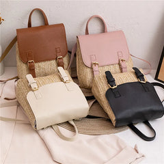 Retro Weave Handbag Women Niche Bag Small Rattan Woven Backpack