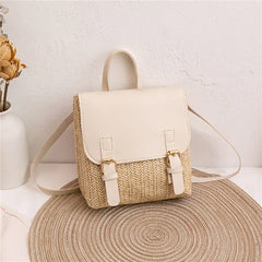 Retro Weave Handbag Women Niche Bag Small Rattan Woven Backpack