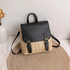 Retro Weave Handbag Women Niche Bag Small Rattan Woven Backpack