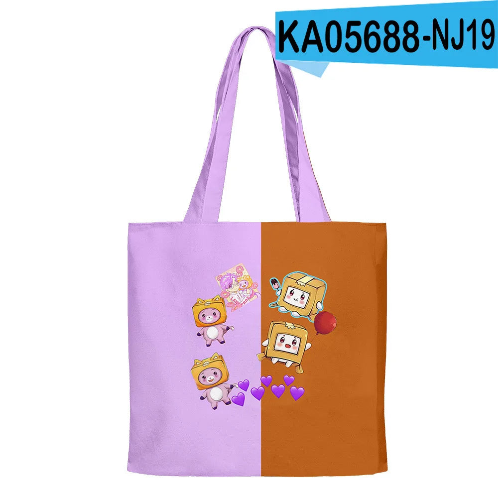 Funny Box Hip Hop Handbags Canvas Tote Bag 3D Print Shopping Reusable Shoulder S