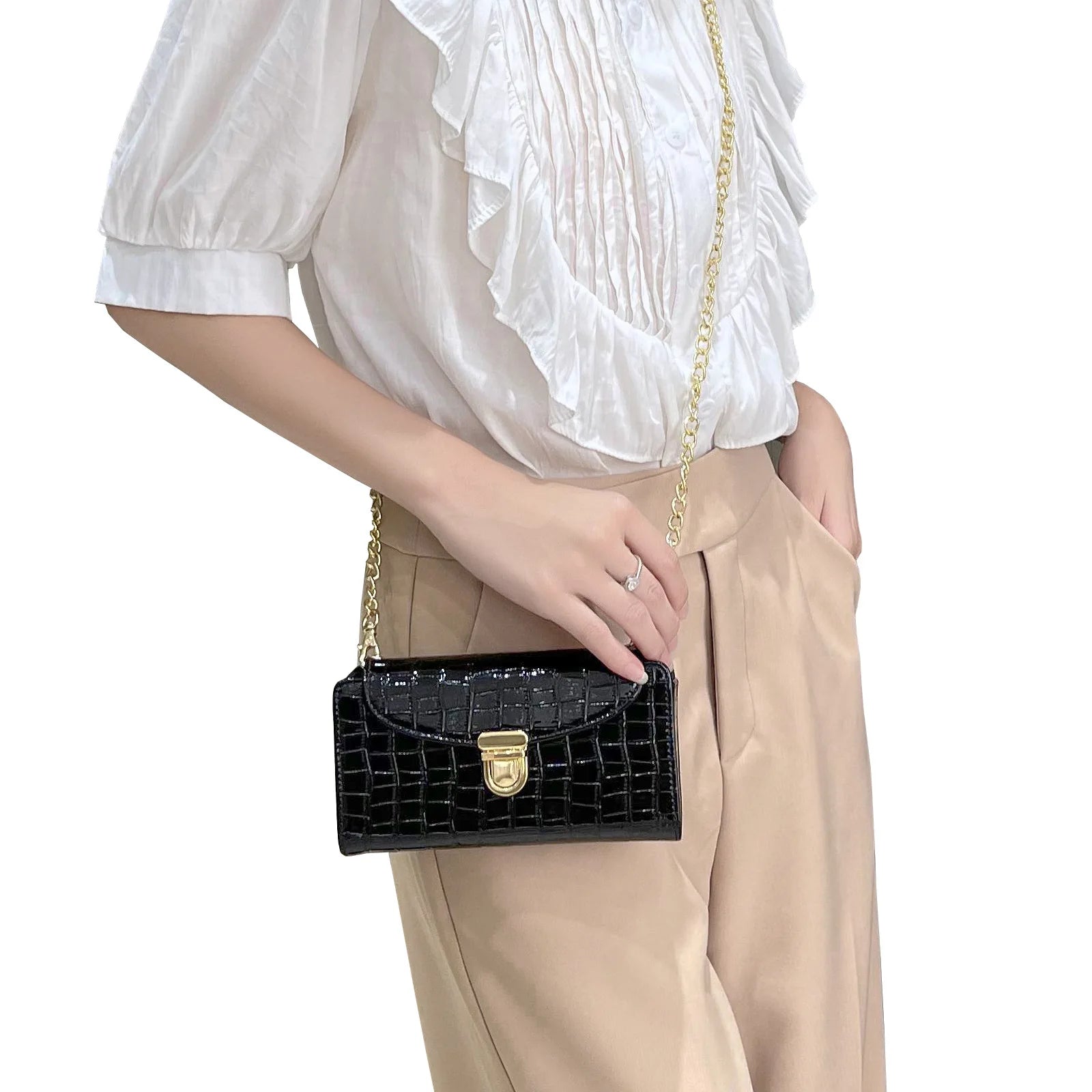 Shoulder Bag Women Tissue Vanity Mirror Makeup Handbag Earphone Crossbody Pouch