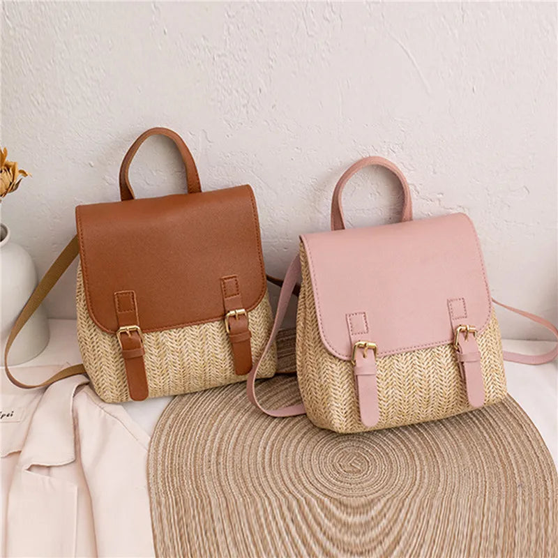 Woven Handbag Mini Retro Style Rattan Backpack