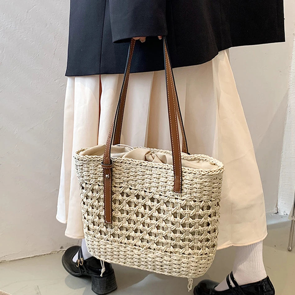 Straw Weave Bag for Women Summer Female Handbags Shoulder Bag