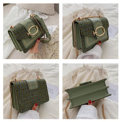 Women Wide Strap Shoulder Bags Chain Messenger Crossbody Bags