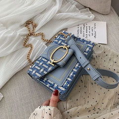 Women Wide Strap Shoulder Bags Chain Messenger Crossbody Bags