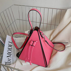 Triangle Small Tote Pu Leather Handbag Ladies Shoulder Bag