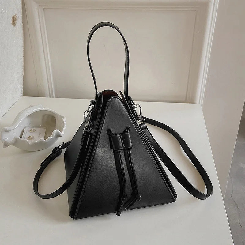 Triangle Small Tote Pu Leather Handbag Ladies Shoulder Bag