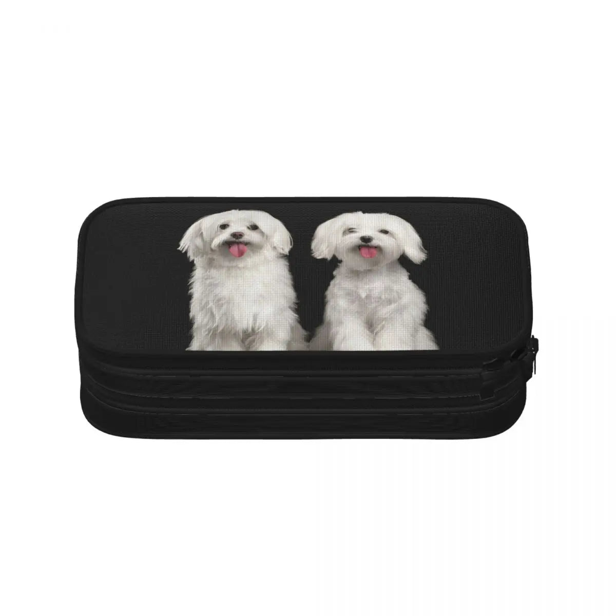 Happy Maltese Dogs Zipper Pen Bag Student School Anime Stationery Gift