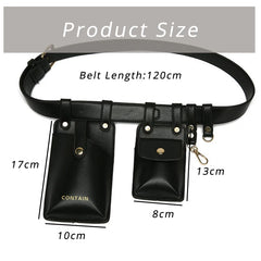 Green Leather Waist Bag for Women with Shoulder Belt