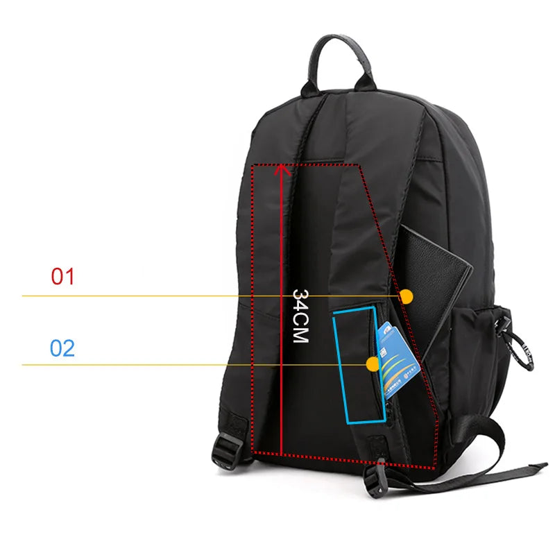 Men's USB Backpack Waterproof Travel Bag Sports Bag