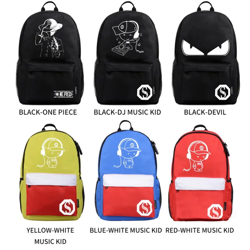 USB Charge Backpack Music Luminous Unisex Schoolbag Teenagers Backpack