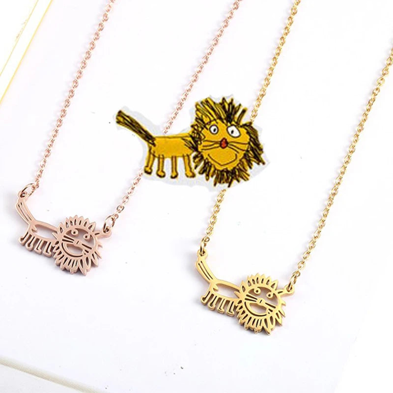 UZone Children's Drawing Necklace Kid's Art Personalized Necklace