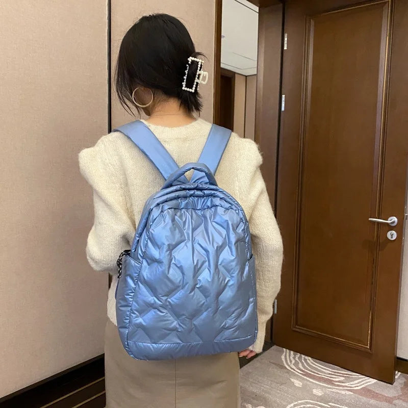 Ultralight Winter Warm Space Down Backpack Women School Backpack Bags for Girls