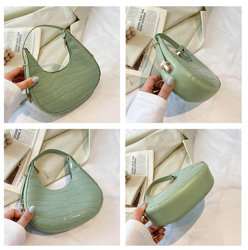 Women's Dumplins Shape Underarm Shoulder Bag Stone Pattern Clutch